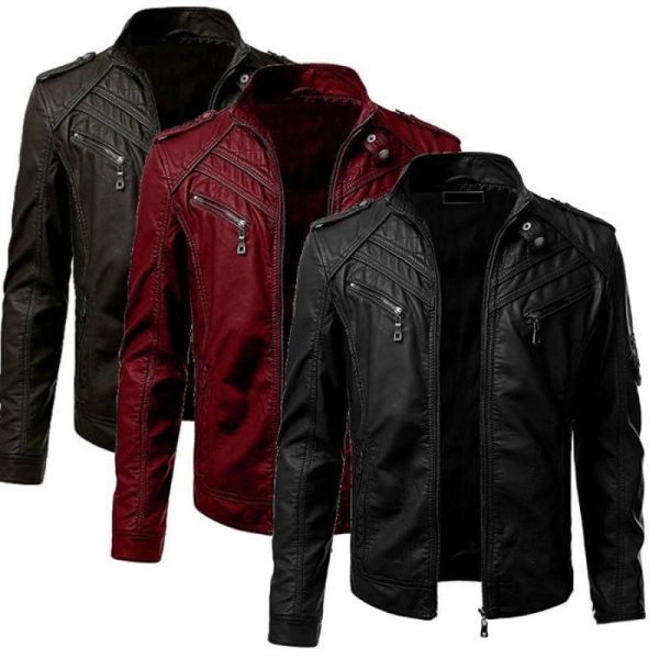 Men Faux Leather Jacket Motorcycle 5Xl Men Jackets Black Jaqueta De Couro Masculina Outwear Male Slim 5