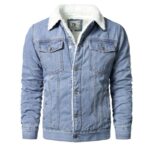 Men Light Blue Denim Jackets Slim Casual Denim