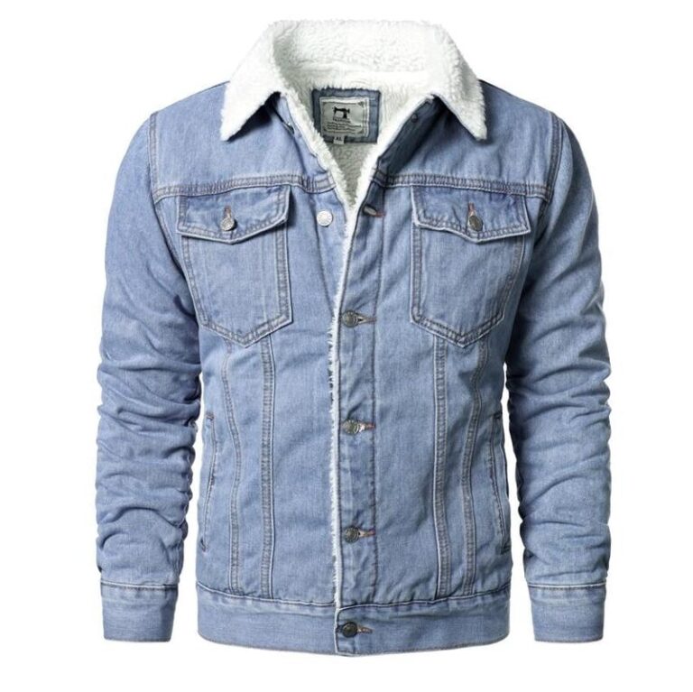 Men Light Blue Denim Jackets Slim Casual Denim Coats New Male High Quality Cotton Thicker Winter