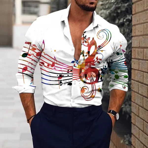 Men Music Note Print White Shirt Social Dress Streetwear Fashion Casual 3d Digital Print Lightweight Breathable 1 jpg