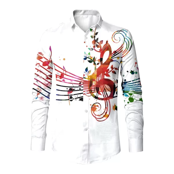 Men Music Note Print White Shirt Social Dress Streetwear Fashion Casual 3d Digital Print Lightweight Breathable 4 jpg