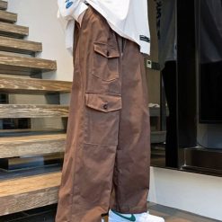 Men Pants Vintage Brown Pants Men s High end Overalls Wide leg Pants Design Trousers Streetwear jpg x