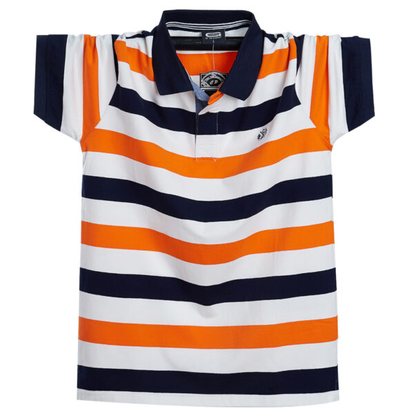 Men Polo Shirt Summer Men Casual Breathable Plus Size Striped Short Sleeve Polo Shirt Cotton Business 1