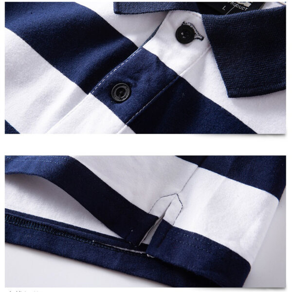 Men Polo Shirt Summer Men Casual Breathable Plus Size Striped Short Sleeve Polo Shirt Cotton Business 4