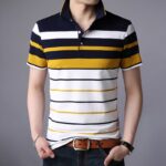 Men S Classic Striped Polo Shirt Cotton Short