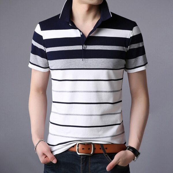 Men S Classic Striped Polo Shirt Cotton Short Sleeve 2021Summer Plus Oversize M XXXXL 2