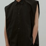 Men Shirt Lapel Sleeveless Solid Color Loose 2022