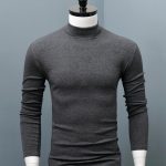 Men Shirt Sweater Solid Color Half High Collar