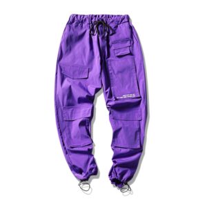 Men Streetwear Cargo Pants 2021 Overalls Mens Baggy Hip Hop Joggers Pants Pockets Harem Pants Purple