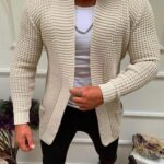 Men Striped Casual Knitting Cardigan Spring Autumn V