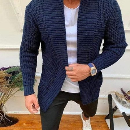 Men Striped Casual Knitting Cardigan Spring Autumn V Neck Solid Long Sleeve Male Jacket Daily Style 3.jpg 640x640 3