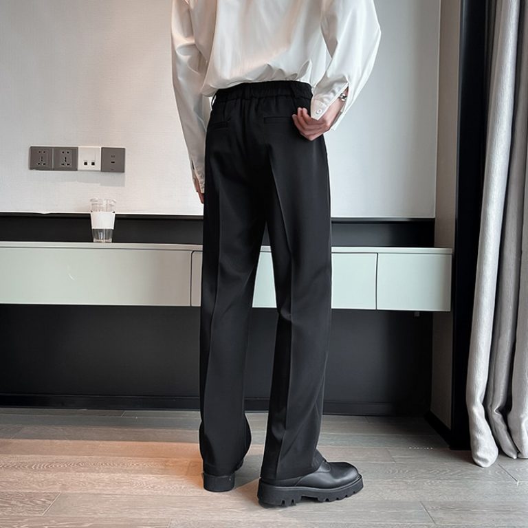 Men Suit Pants Solid Full Baggy Casual Wide Leg Trousers for Men Khaki Black White Japanese 1