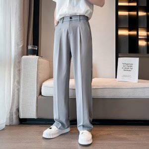 Men Suit Pants Solid Full Baggy Casual Wide Leg Trousers for Men Khaki Black White Japanese 3.jpg 640x640 3