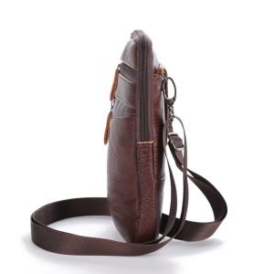 Men s Genuine Leather Waist Packs Phone Pouch Bags Waist Bag Male Small Chest Shoulder Belt 5