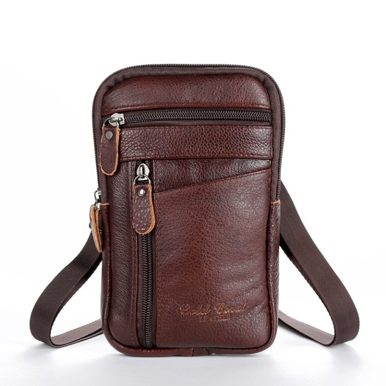 Men s Genuine Leather Waist Packs Phone Pouch Bags Waist Bag Male Small Chest Shoulder Belt