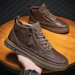 Men s Leather Boots 2024 Winter Platform Warm