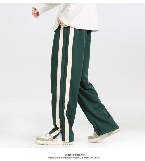 Men s Striped Slit Pants Spring Autumn Straight Wide Leg Trousers High Street Loose Casual Trousers 1