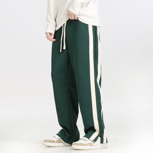 Men s Striped Slit Pants Spring Autumn Straight Wide Leg Trousers High Street Loose Casual Trousers