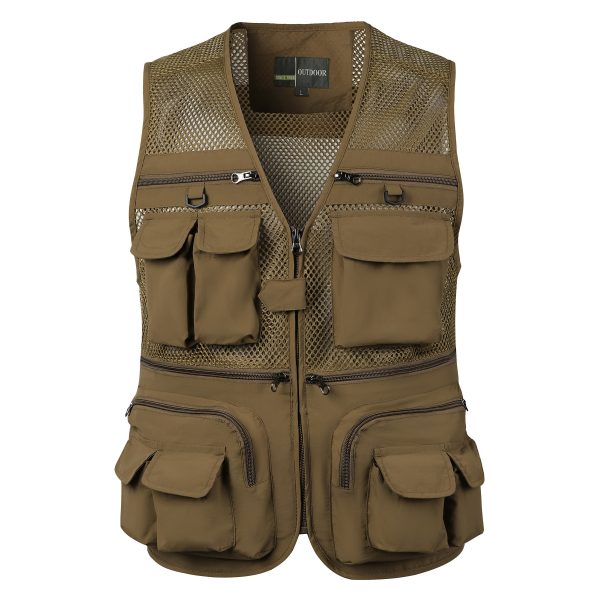 Men s Vest Tactical Webbed Gear Coat Summer Photographer Waistcoat Tool Many Pocket Mesh Work Sleeveless