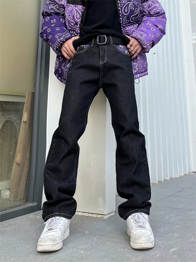 Y2K Flourish: Men’s Cashew Flowers Jeans in Streetwear Bliss - Akolzol.com