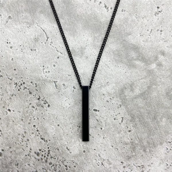Mens Jewellery Rectangle Pendant Necklace Men Classic Width 2mm Stainless Steel Link Chain Necklace for Men 5