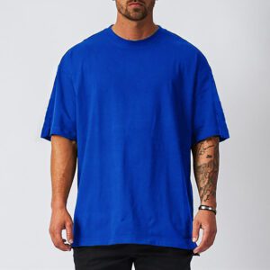 Mens Oversized Fit Short Sleeve T shirt With Dropped Shoulder Loose Hip Hop Fitness T Shirt 2