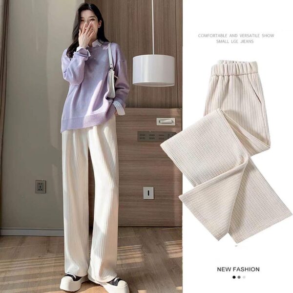 Milk Chenille Wide Leg Pants Women s Spring and Autumn High Waisted Straight Drape Mopping and 2