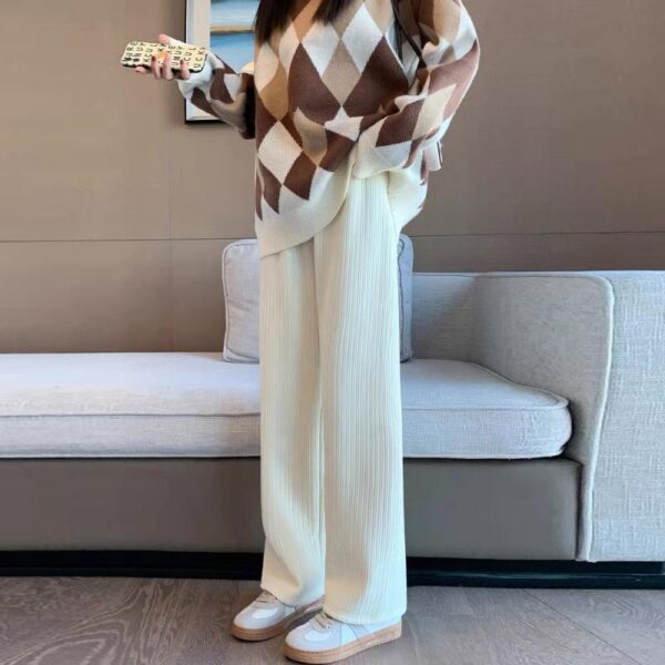 Milk Chenille Wide Leg Pants Women s Spring and Autumn High Waisted Straight Drape Mopping and