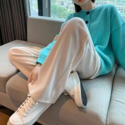 Milk Chenille Wide Leg Pants Women s Spring and Autumn High Waisted Straight Drape Mopping and.png 640x640