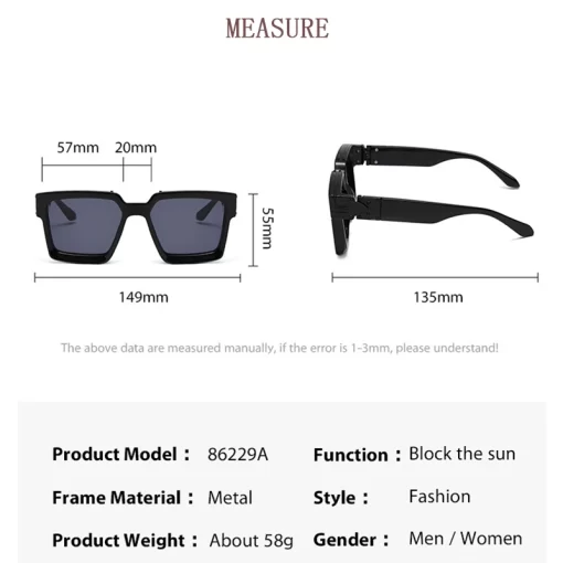 Millionaire Sunglasses For Men Vintage Square Fashion Glasses Luxury Retro Sunglasses Women Trending Punk Gafas De 5