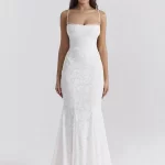 Mozision White Backless Lace up Sexy Maxi Dress