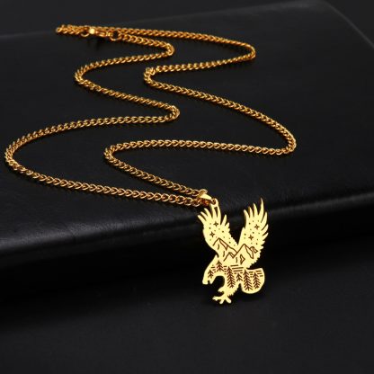 My Shape Eagle Wolf Animal Pendant Necklaces for Men Mountain Landscape Stainless Steel Necklace Fashion Male 1