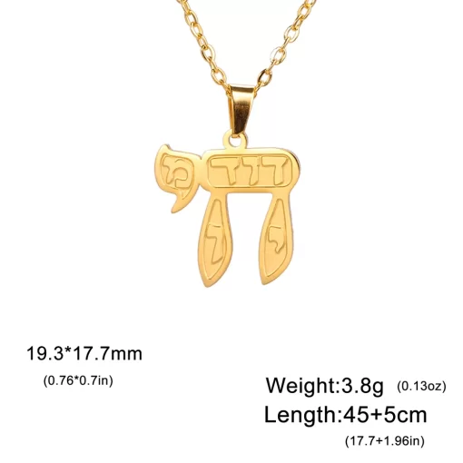 My Shape Jewish Hebrew Letter Chai Necklaces for Women Men Stainless Steel Israel Judaism Pendant Chain 5