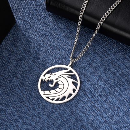 My Shape Punk Dragon Pendant Necklaces Men Animal Stainless Steel Necklace Choker Link Chain Fashion Male 4