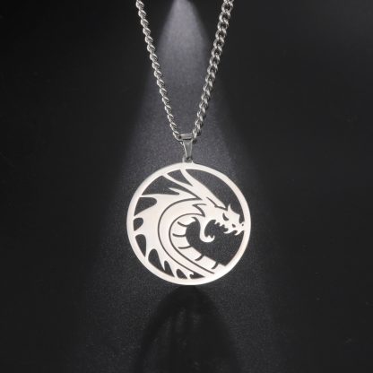 My Shape Punk Dragon Pendant Necklaces Men Animal Stainless Steel Necklace Choker Link Chain Fashion Male
