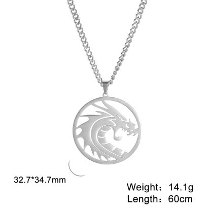 My Shape Punk Dragon Pendant Necklaces Men Animal Stainless Steel Necklace Choker Link Chain Fashion Male 5