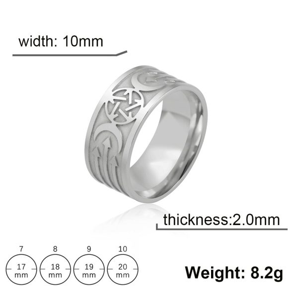 My Shape Vintage Pentagram Stainless Steel Rings for Men Women Goddess Symbol Star Moon Finger Ring