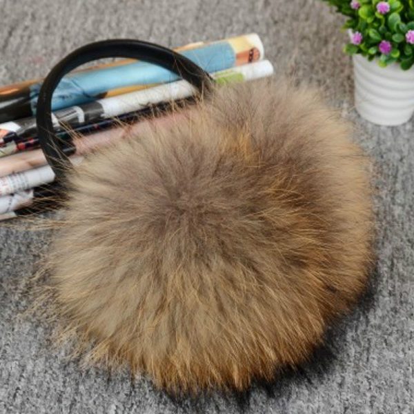 Natural Raccoon Fur Winter Big Earmuffs Women Oversize Korea Fashion Warm Real Fur Earcaps Thick Big 1