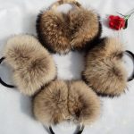 Natural Raccoon Fur Winter Big Earmuffs Women Oversize