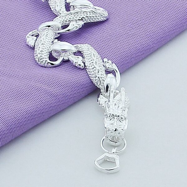 New 2019 Trendy 925 Sterling Silver White Chinese Dragon Chain Bracelets For Men Fashion Jewelry Pulseira 2