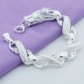 New 2019 Trendy 925 Sterling Silver White Chinese Dragon Chain Bracelets For Men Fashion Jewelry Pulseira