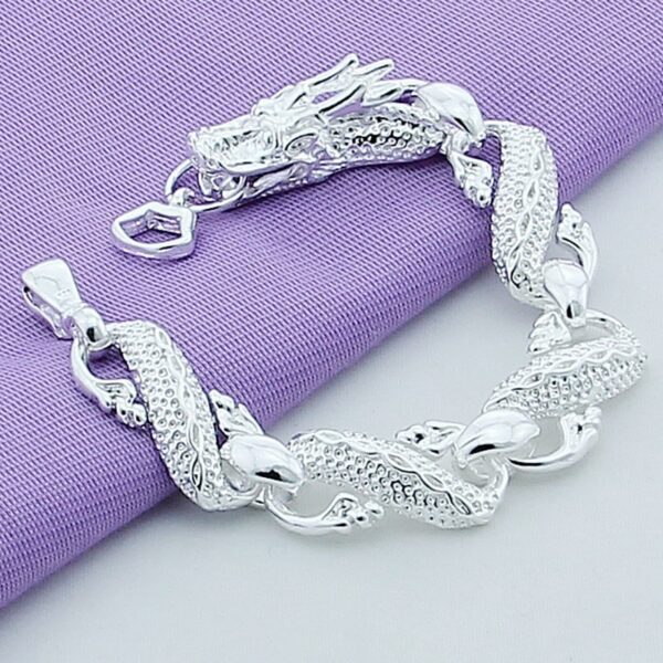 New 2019 Trendy 925 Sterling Silver White Chinese Dragon Chain Bracelets For Men Fashion Jewelry Pulseira