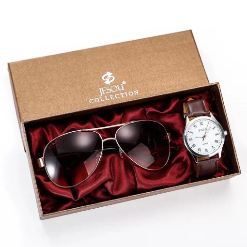 New 2Pcs Set Fashion Mens Watches Set Gift Box Luxury Watch for Men Best Gifts Mens 1
