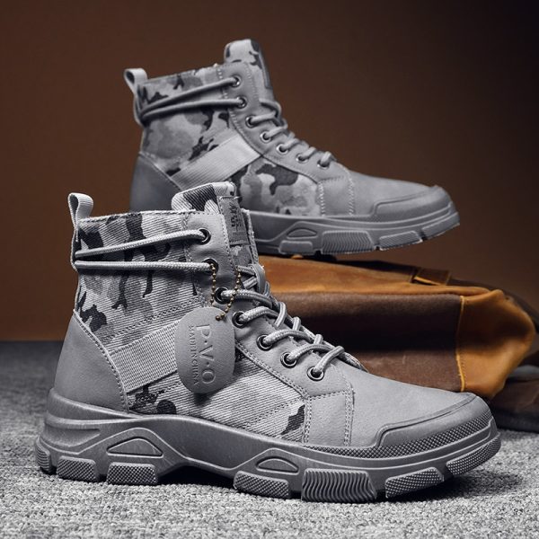 New Autumn Early Winter Shoes Men Boots High top Canvas Shoes Camouflage Street Shoes Mens Ankle