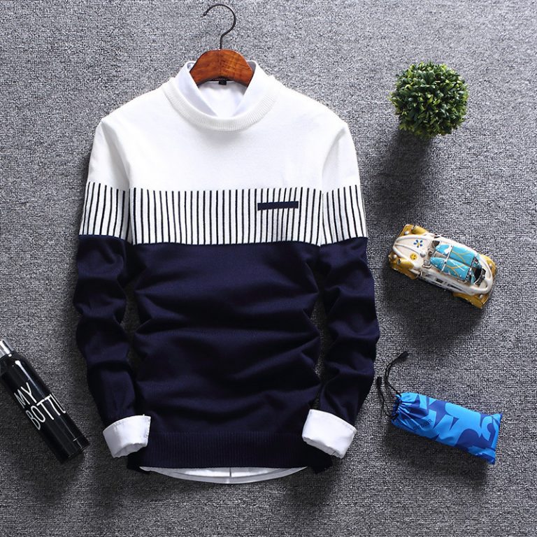 New Autunm Pullovers Men Fashion Strip Causal Knitted Sweaters Pullovers Mens Slim Fit O Neck Knitwear 3