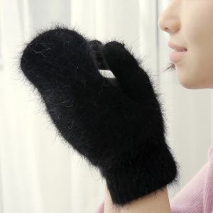 New Cute Rabbit Wool Gloves Korean Female Winter Thicken Warm Mittens Solid Color Elastic Full Finger 1.jpg 640x640 1