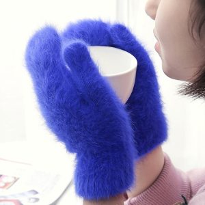 New Cute Rabbit Wool Gloves Korean Female Winter Thicken Warm Mittens Solid Color Elastic Full Finger 3.jpg 640x640 3