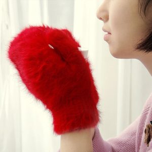 New Cute Rabbit Wool Gloves Korean Female Winter Thicken Warm Mittens Solid Color Elastic Full Finger 4.jpg 640x640 4