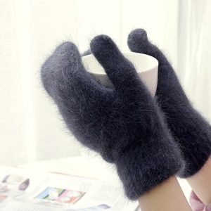 New Cute Rabbit Wool Gloves Korean Female Winter Thicken Warm Mittens Solid Color Elastic Full Finger 6.jpg 640x640 6