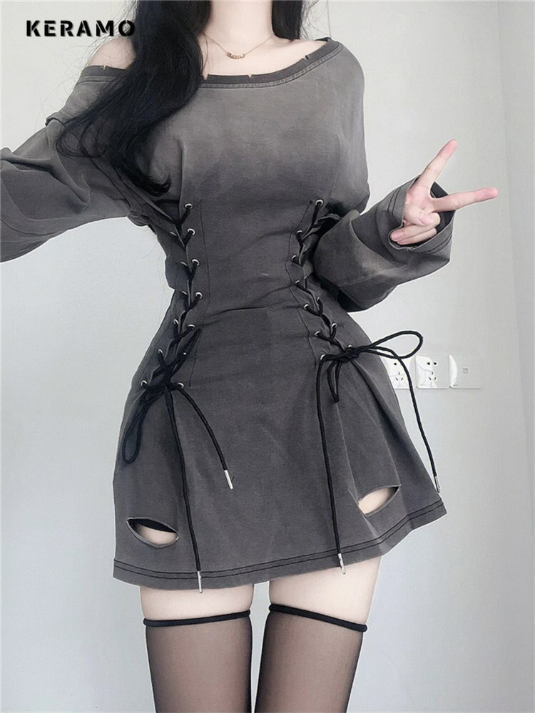 Fairycore Grunge Goth Corset Dress - Aesthetic Streetwear - Akolzol.com